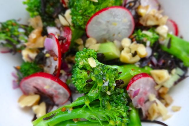 Broccoli and radish salad, shio-koji dressing