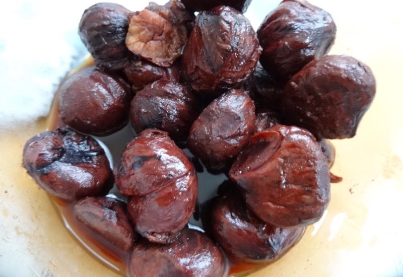 Chestnut compote in container
